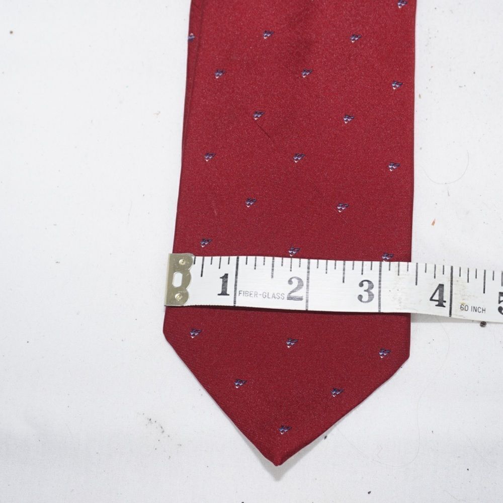 Christian Dior Monsieur Red Tie WIth Small Geometric Pattern - Picture 7 of 7